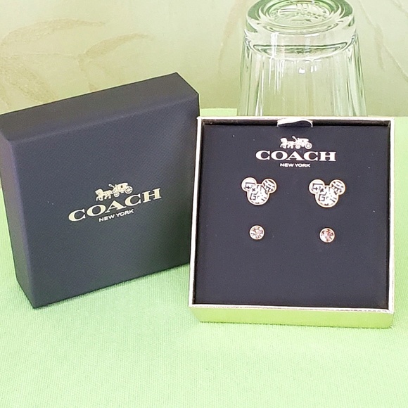 COACH DISNEY MICKEY MOUSE X KEITH HARING STUD EARRINGS BOXED SET:NIB C7783 - Picture 1 of 11